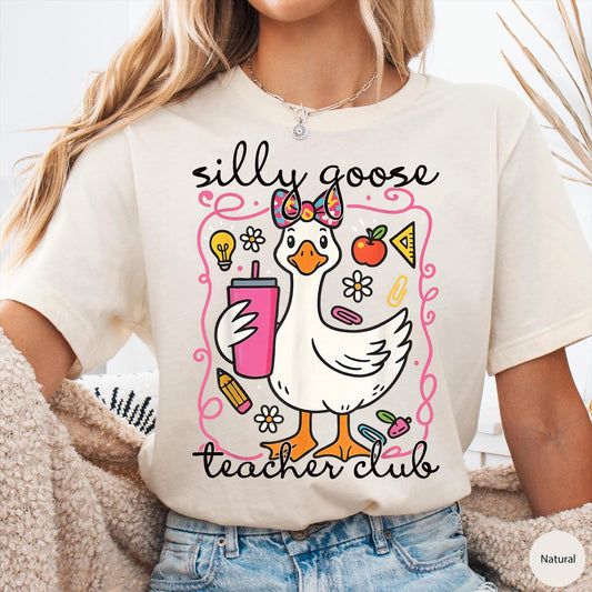 Comfort Colors® Silly Goose Teacher Club Shirt, Funny Teacher Tee, Cute Back to School T-Shirt, Funny Goose Group Teacher Apparel, Teacher