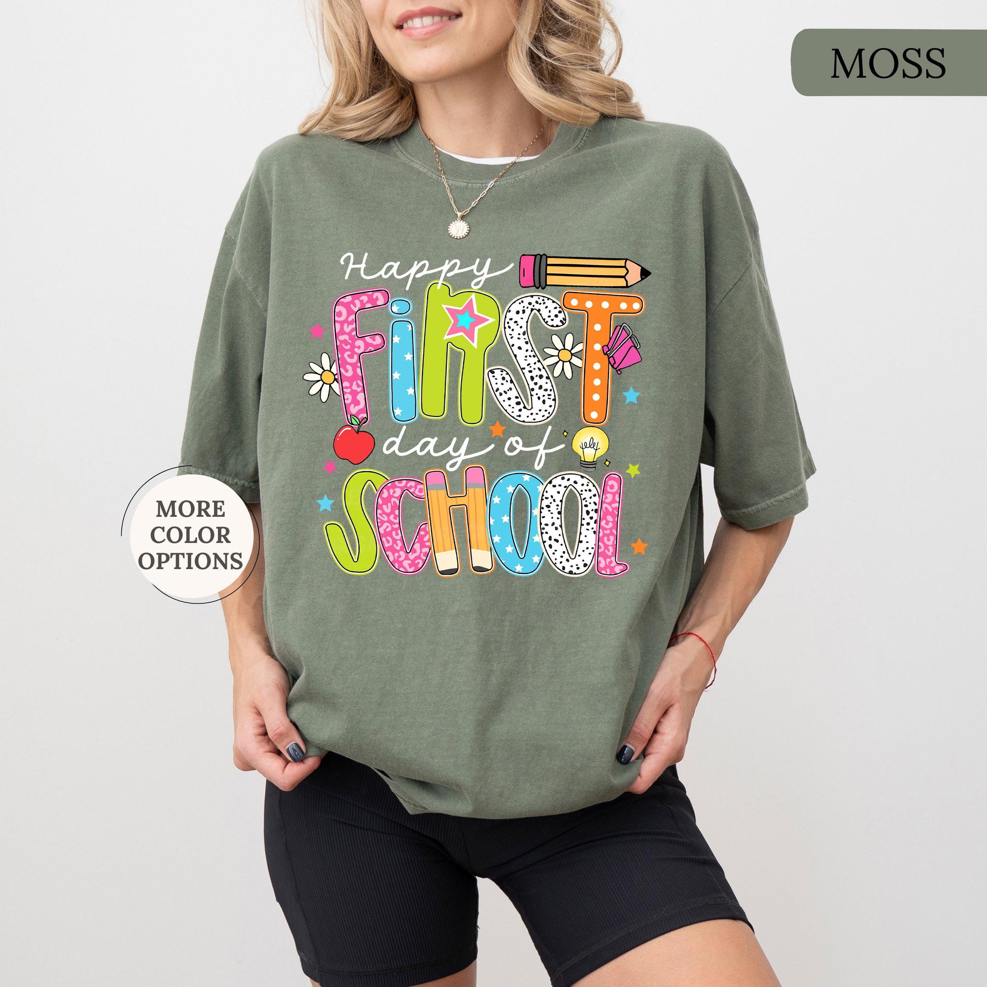 Comfort Colors® Happy First Day Of School Shirt, Teacher Back To School Tee, School Shirt, Teacher Appreciation, 1st Day Of School Teacher