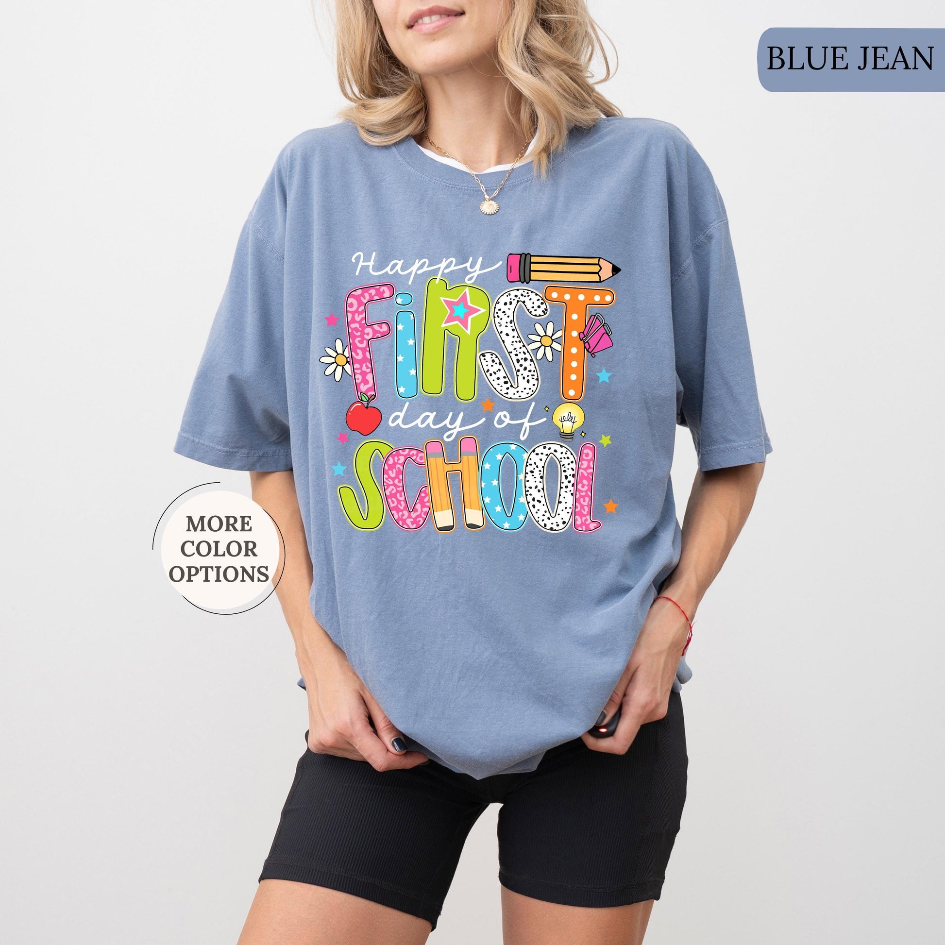 Comfort Colors® Happy First Day Of School Shirt, Teacher Back To School Tee, School Shirt, Teacher Appreciation, 1st Day Of School Teacher