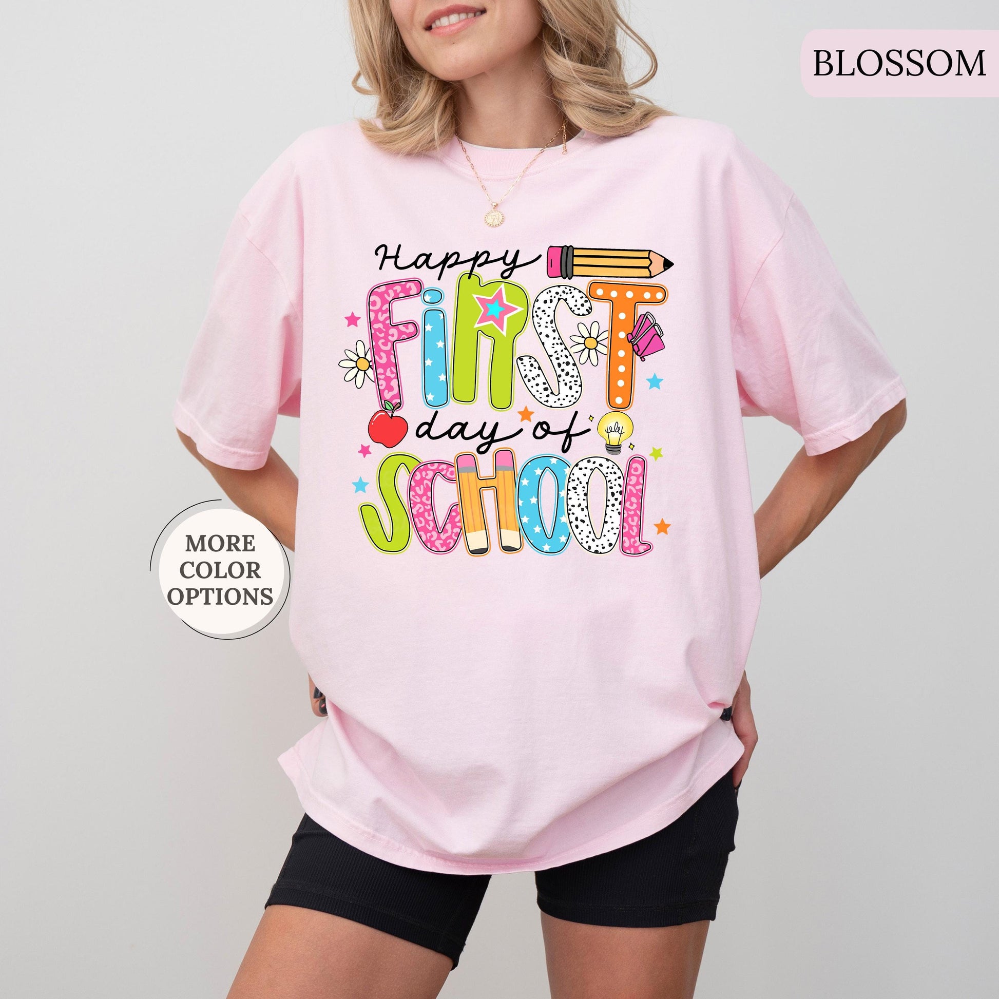 Comfort Colors® Happy First Day Of School Shirt, Teacher Back To School Tee, School Shirt, Teacher Appreciation, 1st Day Of School Teacher