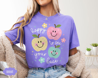 Comfort Colors Teacher Shirt: Happy To See Your Face, Back to School Gift