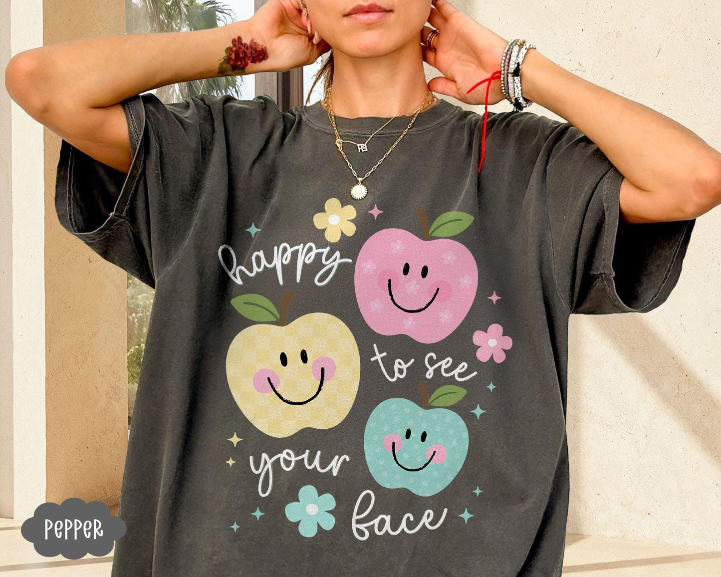 Comfort Colors Teacher Shirt: Happy To See Your Face, Back to School Gift