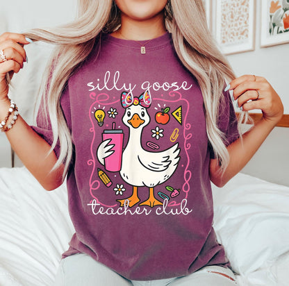 Comfort Colors® Silly Goose Teacher Club Shirt, Funny Teacher Tee, Cute Back to School T-Shirt, Funny Goose Group Teacher Apparel, Teacher