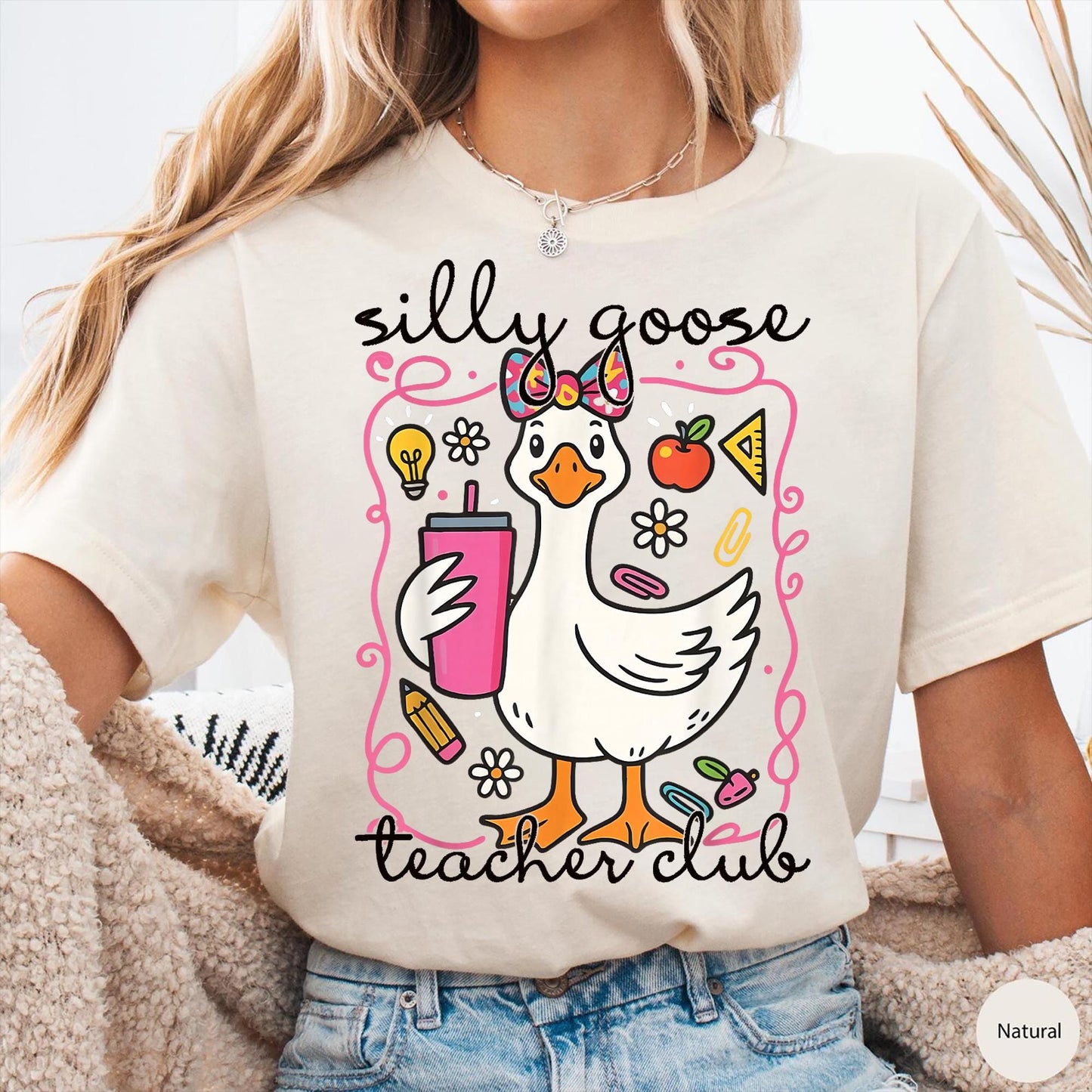 Comfort Colors® Silly Goose Teacher Club Shirt, Funny Teacher Tee, Cute Back to School T-Shirt, Funny Goose Group Teacher Apparel, Teacher