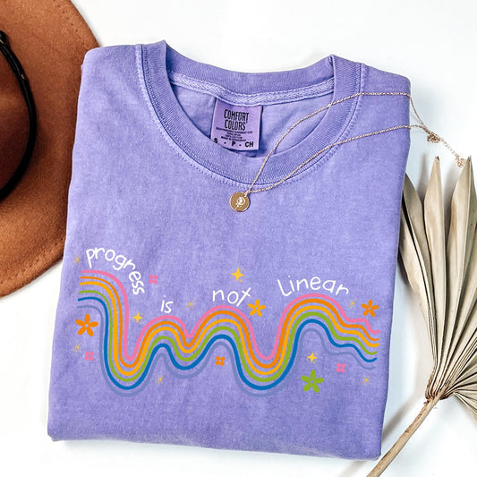 Comfort Colors Progress Is Not Linear Teacher Shirt: Mental Health Awareness