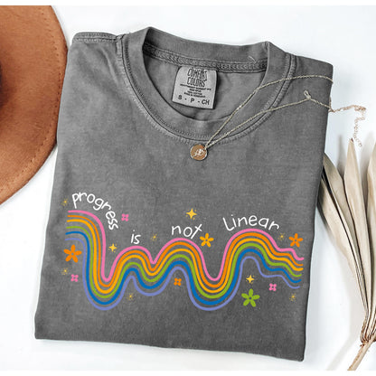 Comfort Colors Progress Is Not Linear Teacher Shirt: Mental Health Awareness