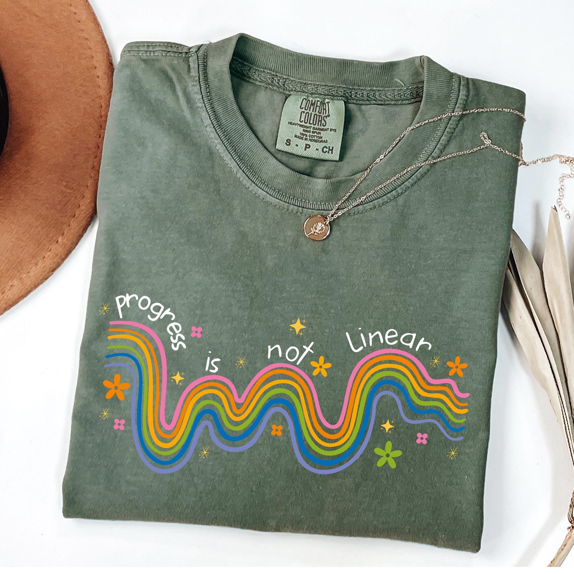 Comfort Colors Progress Is Not Linear Teacher Shirt: Mental Health Awareness