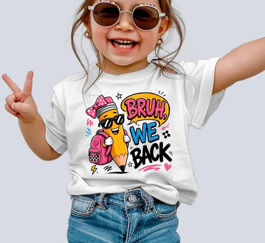 Bruh We Back Shirt, Funny Boy Girl Back to School Tee, First Day of School Kids Pencil T-shirt, Retro Teacher Student Gift