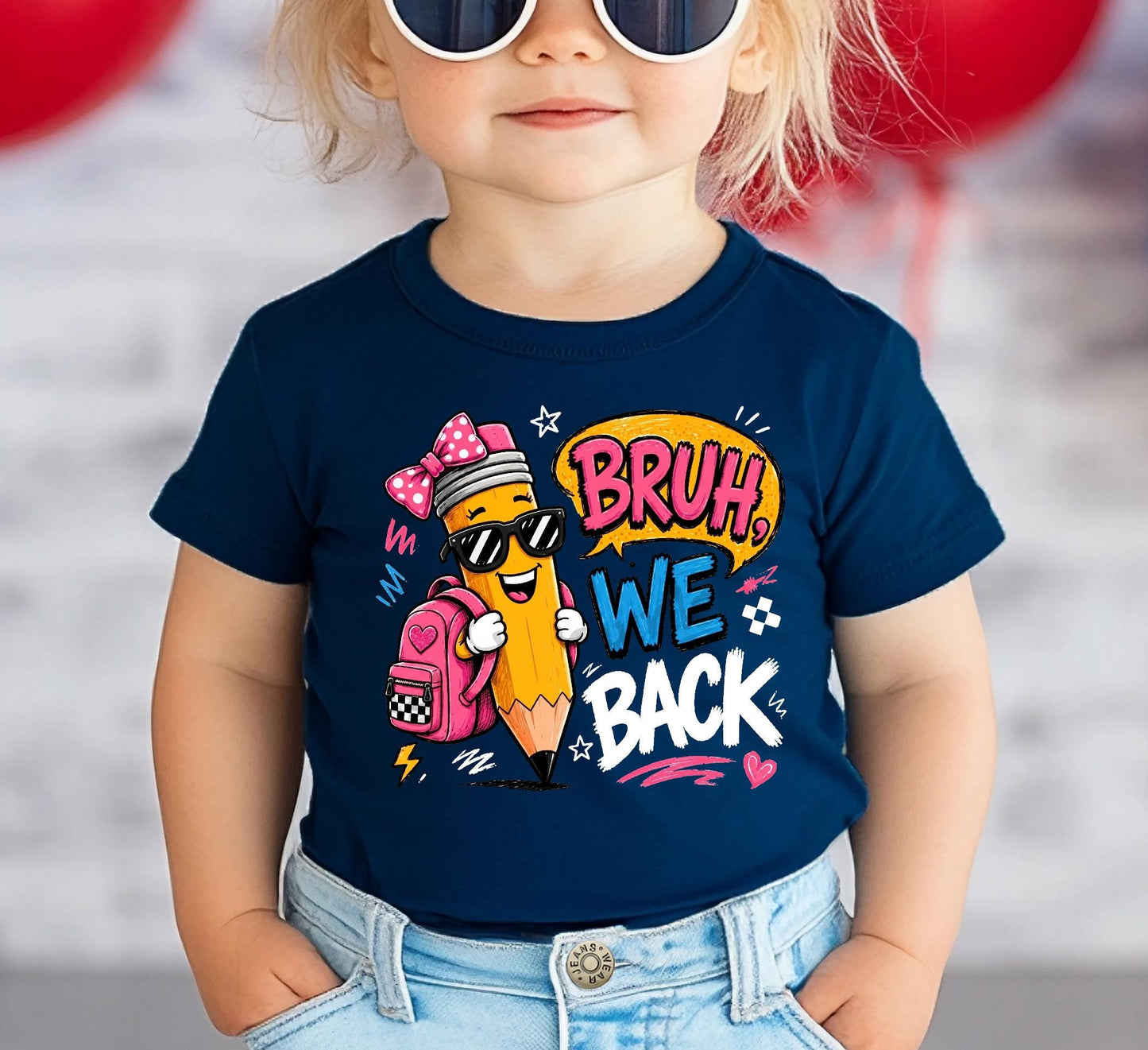 Bruh We Back Shirt, Funny Boy Girl Back to School Tee, First Day of School Kids Pencil T-shirt, Retro Teacher Student Gift