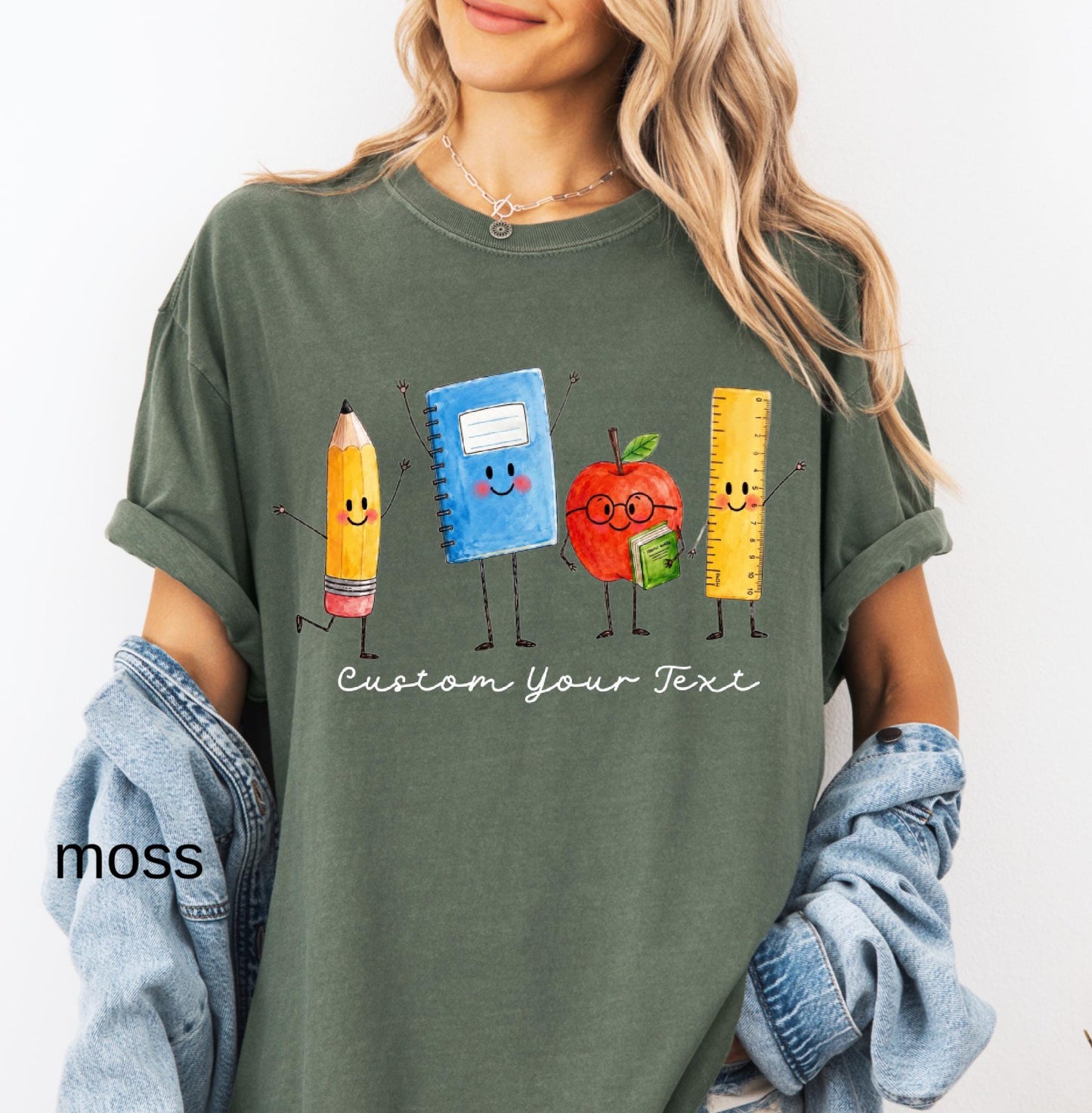 Comfort Colors Custom Back to School Teacher Shirt, Personalized Teacher Team Shirts Grade Level Doodle Tee Kindergarten First Day of School