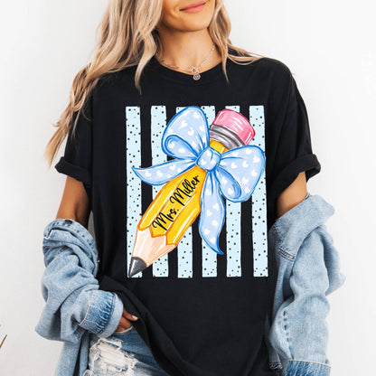 Comfort Colors© Personalized Teacher Shirt, Custom Name Teacher Tee, Floral Coquette Teacher Gift, Back To School Shirt Kindergarten Teacher