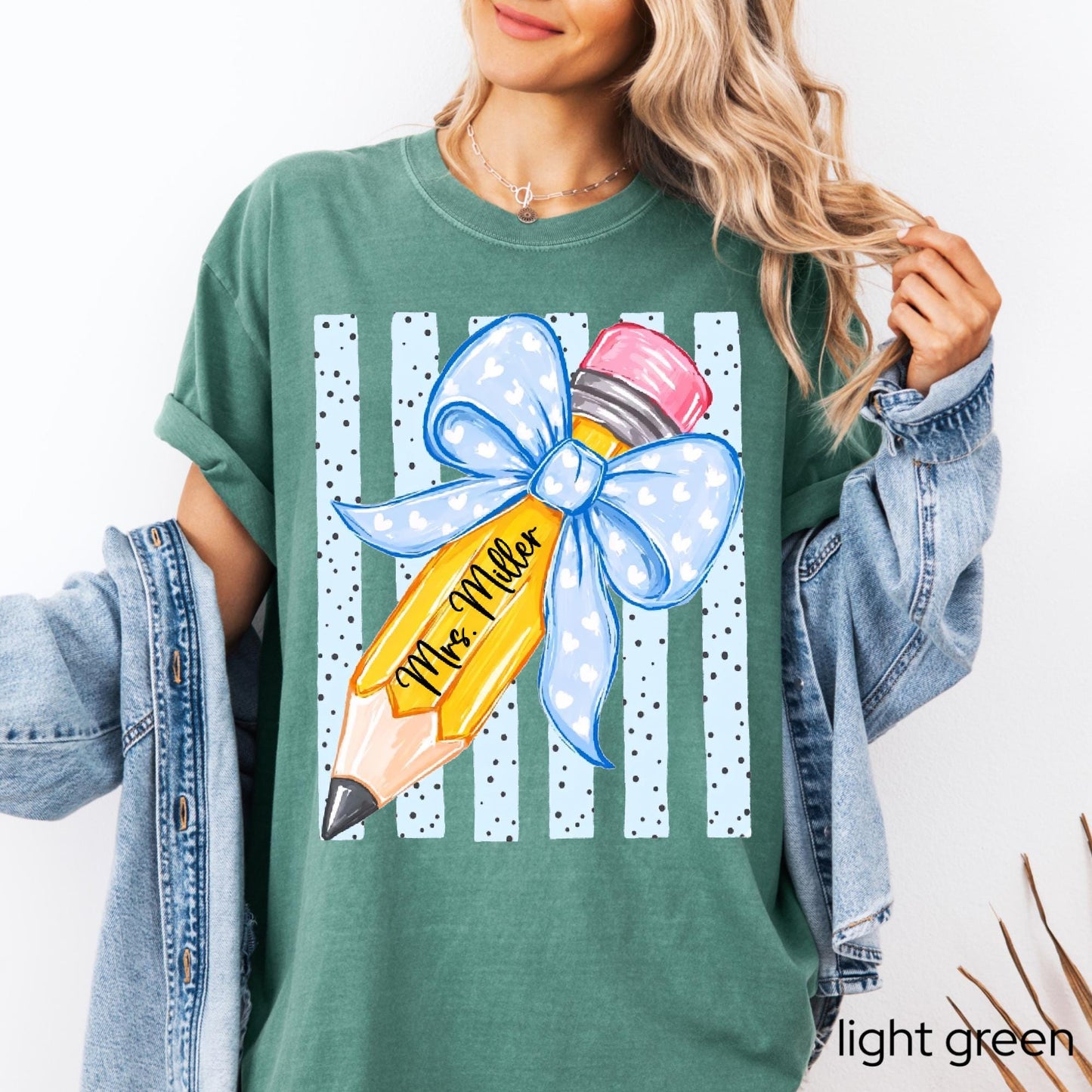 Comfort Colors© Personalized Teacher Shirt, Custom Name Teacher Tee, Floral Coquette Teacher Gift, Back To School Shirt Kindergarten Teacher