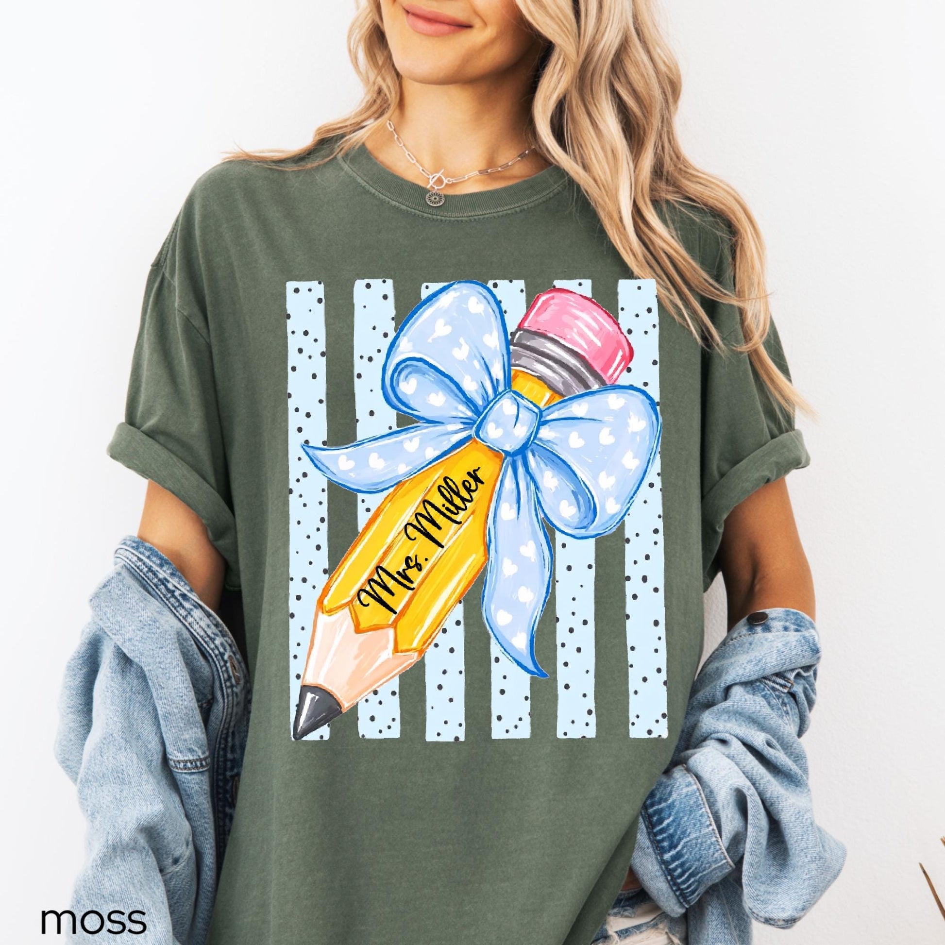 Comfort Colors© Personalized Teacher Shirt, Custom Name Teacher Tee, Floral Coquette Teacher Gift, Back To School Shirt Kindergarten Teacher