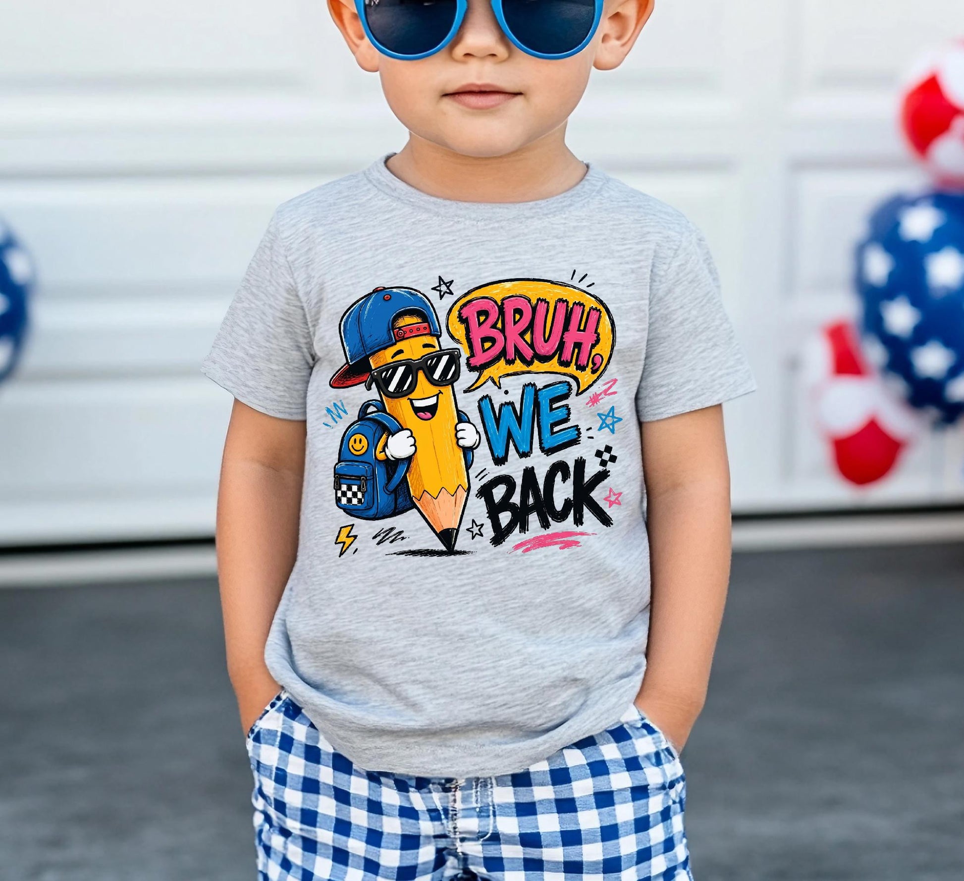 Bruh We Back Shirt, Funny Boy Girl Back to School Tee, First Day of School Kids Pencil T-shirt, Retro Teacher Student Gift